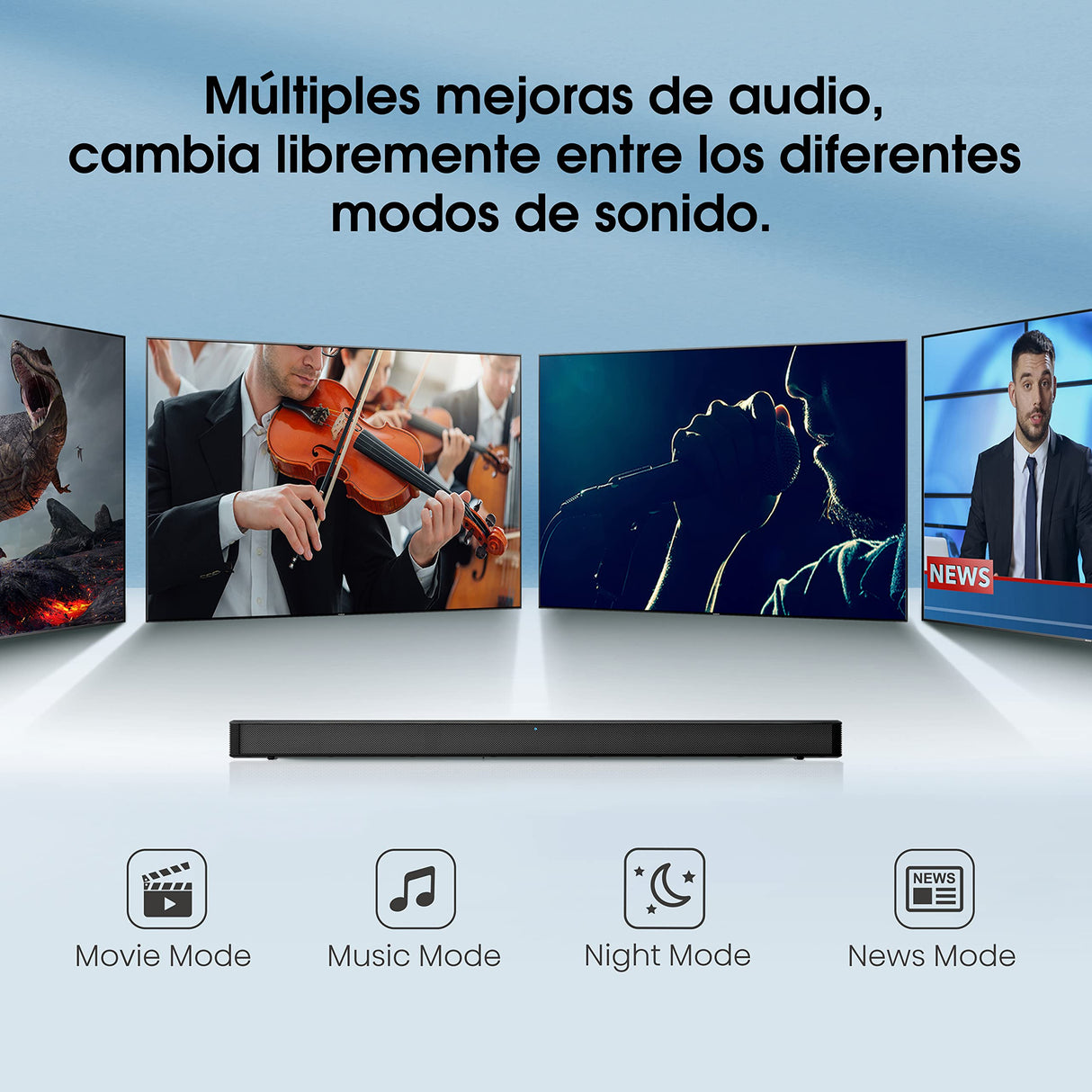 Hisense HS205G - Barra de Sonido 2.0, 120W, Dolby Audio, DTS Virtual X, Bluetooth, HDMI ARC/Optical/AUX/USB, 4 Modos de Sonido