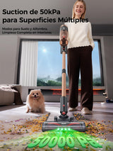Proscenic P11 Ultra Aspiradora sin Cable 50KPa/500W/50Min, Aspiradora Escoba Vertical Potente con Luz Verde, Cepillo Antienredos y Pantalla LED para Alfombras/Suelos/Pelo de Mascotas