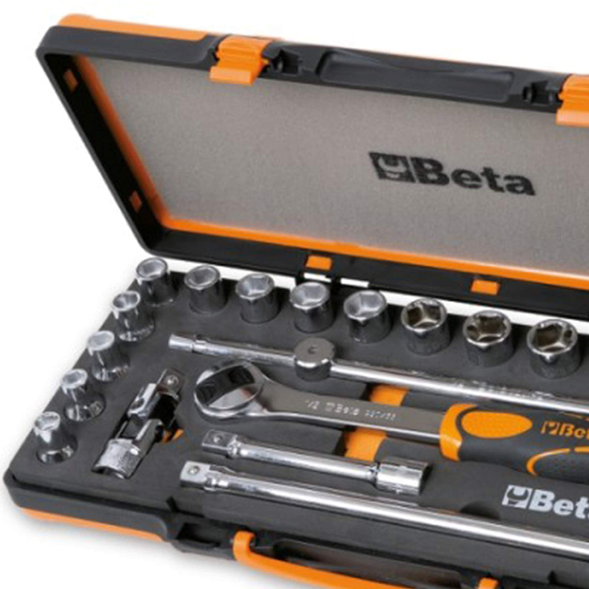 Beta 920A/C17M - Surtido de 17 llaves de vaso hexagonales y 5 accesorios, en termoformado de espuma, en caja de metal