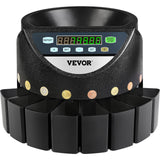 VEVOR Contador de Monedas Euro Profesional 220 V, Clasificador de Monedas Pantalla LED de 7 Dígitos 170 Monedas por Minuto, Máquina de Conteo de Monedas con 8 Cajas de Recolección de Alta Precisión
