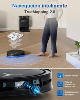 ECOVACS DEEBOT T50 Omni Robot Aspirador y mopa, 15.000Pa, Cepillo Lateral Extensible, ZeroTangle 2.0, estación Omni Todo en uno, mopa con Agua Caliente a 75℃ lultrafino de 81mm, Negro