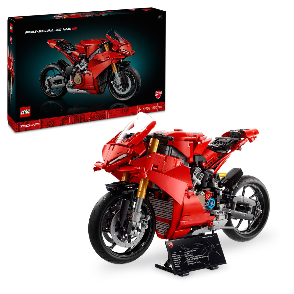 LEGO Technic Moto Ducati Panigale V4 S Maqueta para Construir para Adultos, Kit de Maquetas como Regalo para Pareja, Novios y Padres Fans de las Motos, Decoración Hogar y Oficina 42202