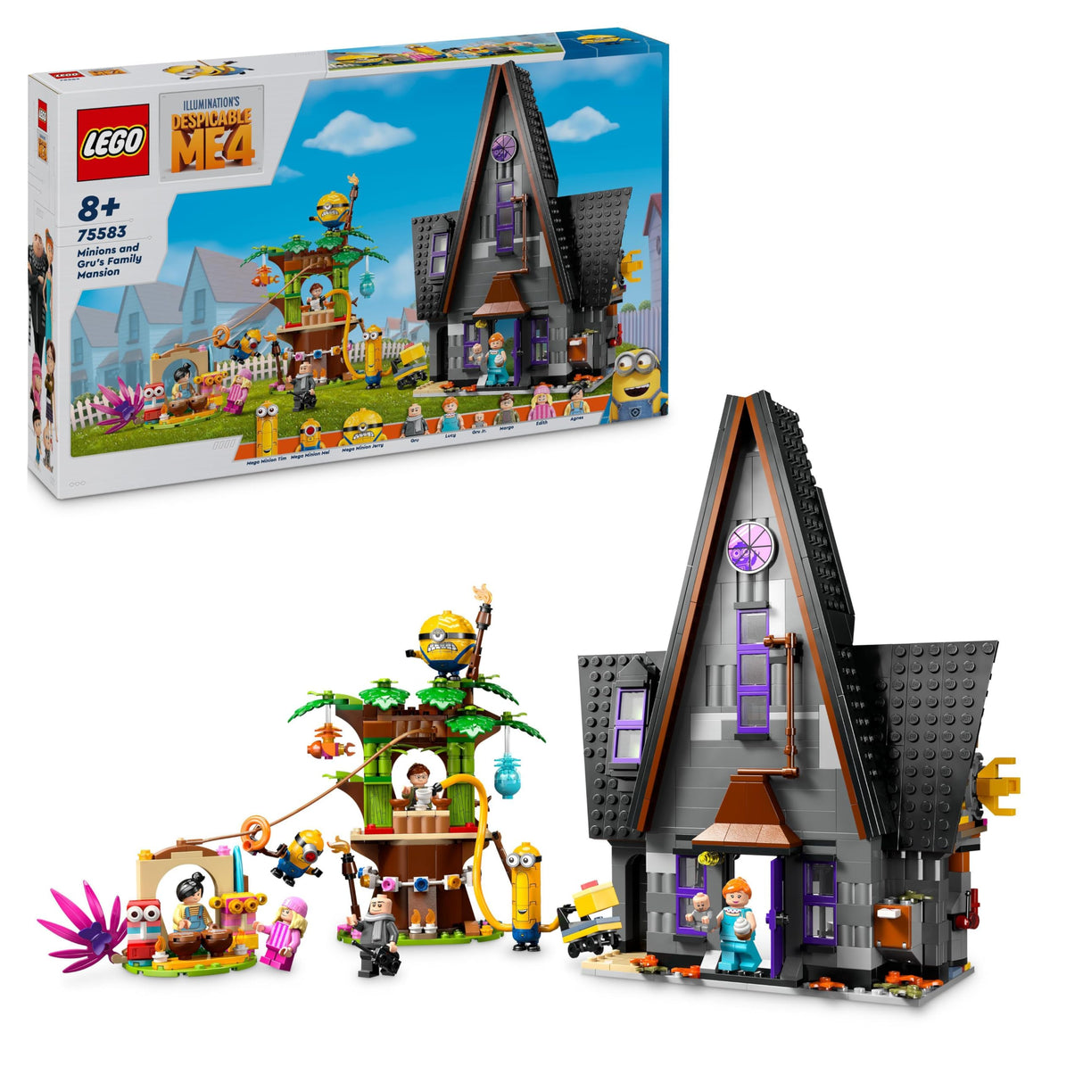 LEGO GRU 4: Mi Villano Favorito Minions y Mansión Familiar de GRU, Casa de Juguete para Construir con Figuras de Personajes de la Película, Regalo para Niños y Niñas de 8 Años o Más 75583