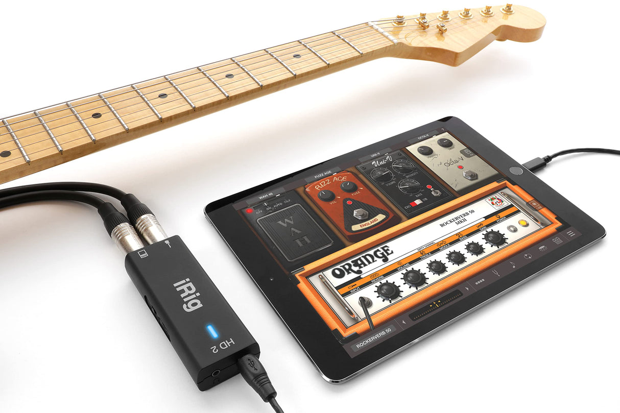 IK Multimedia iRig HD 2 - Interfaz audio, Sonido Profesional de 96kHz, funciones listas para escenario, rockea en todas partes con tu iPhone, iPad o Mac/PC - Negro