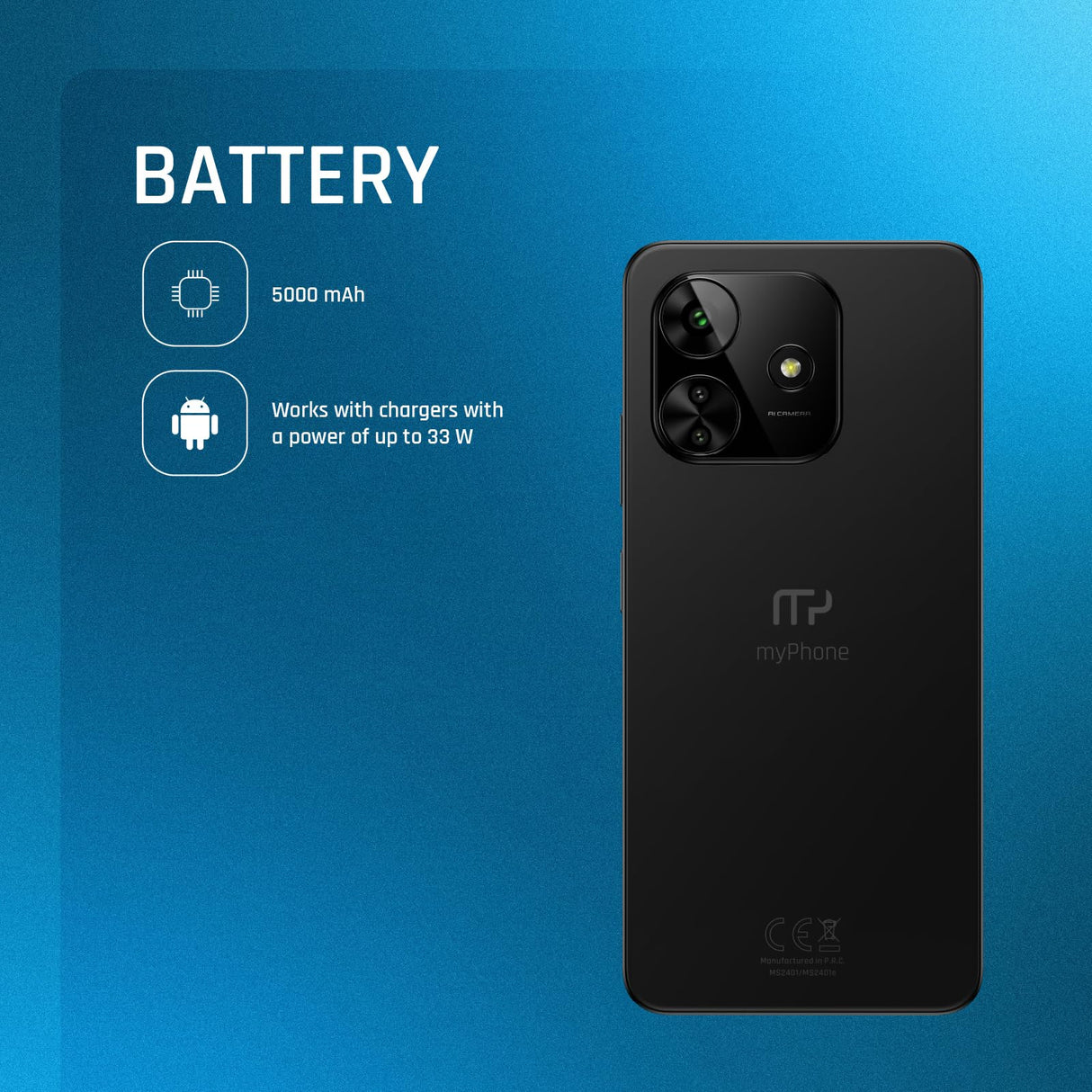 Smartphone myPhone N23 Plus, AMOLED-Display, schnelles 120Hz-Refresh-Rate, 4G LTE, 6,7 Zoll, 8GB RAM, Android 14, Dreifachkamera 64mpx, 256GB Speicher, erweiterbar auf bis zu 1TB! 5000mAh + Hülle