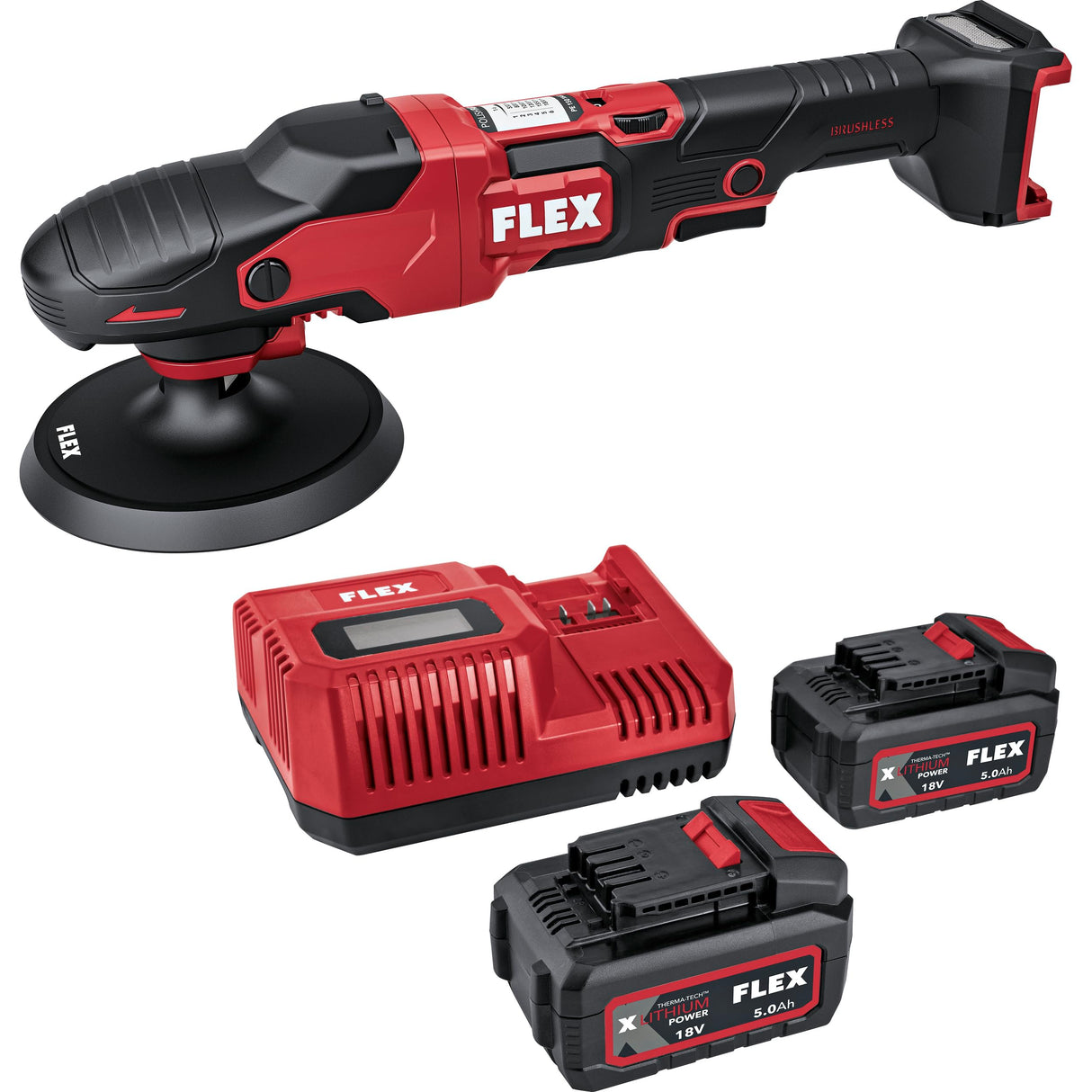 Flex 533019 - Pulidor giratorio con batería (18 V, PE 150, 18-EC, incluye interruptor de gas, fácil ajuste de velocidad, ergonómico)
