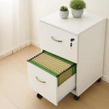 Relaxdays Mueble Archivador, 2 Cajones para Ficheros, 72 x 43 x 46 cm, Cajonera Oficina, Cierre con Llave, Blanco