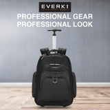 Everki Atlas - Mochila con Ruedas, con Compartimento Adaptable para portátil de 13 a 17.3", Color Negro