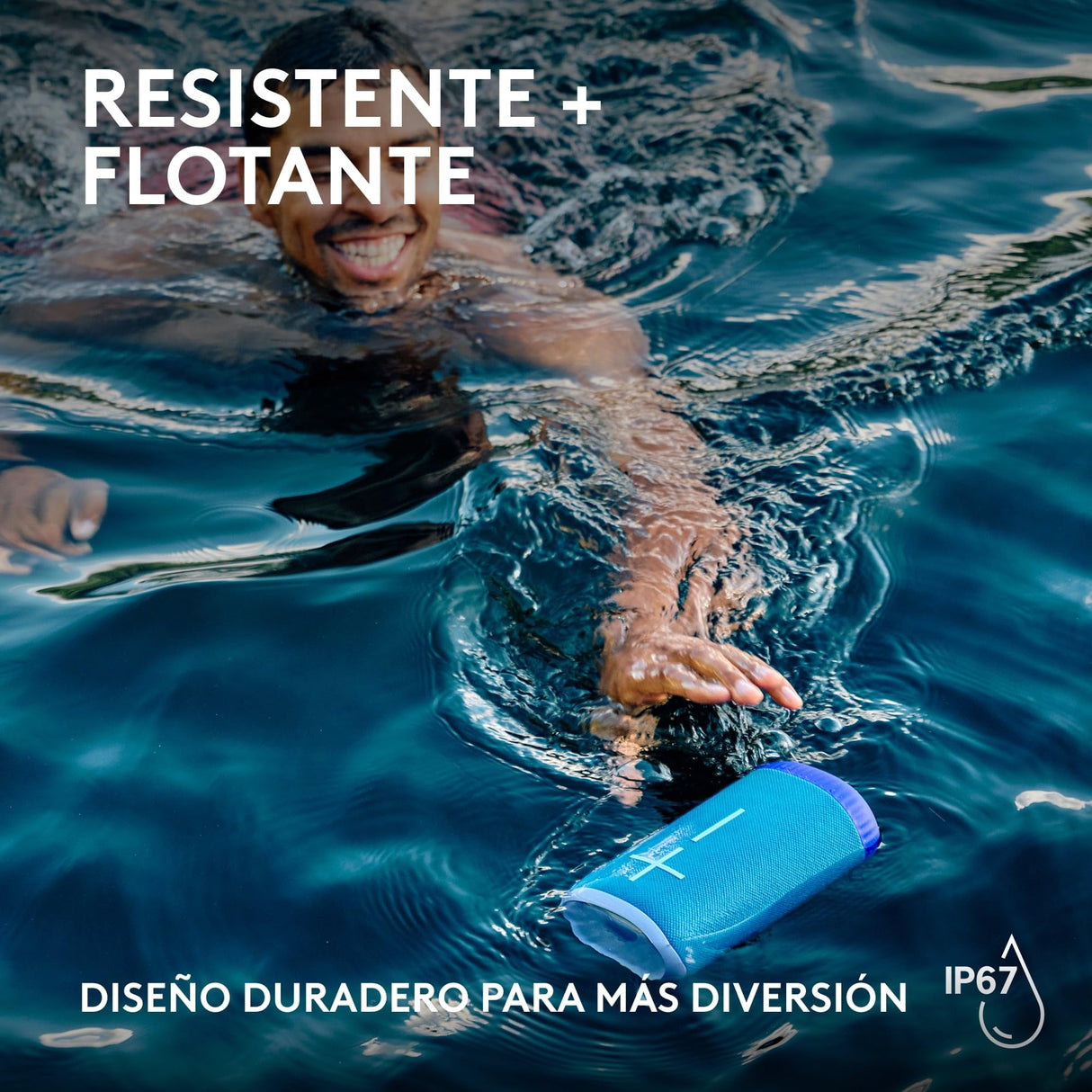 Ultimate Ears EVERBOOM, Altavoz Bluetooth portátil inalámbrico, Graves potentes, Sonido inmersivo de 360 Grados, Impermeable IP67, Flota, 20 Horas de batería, Radio de acción 55m - Azul