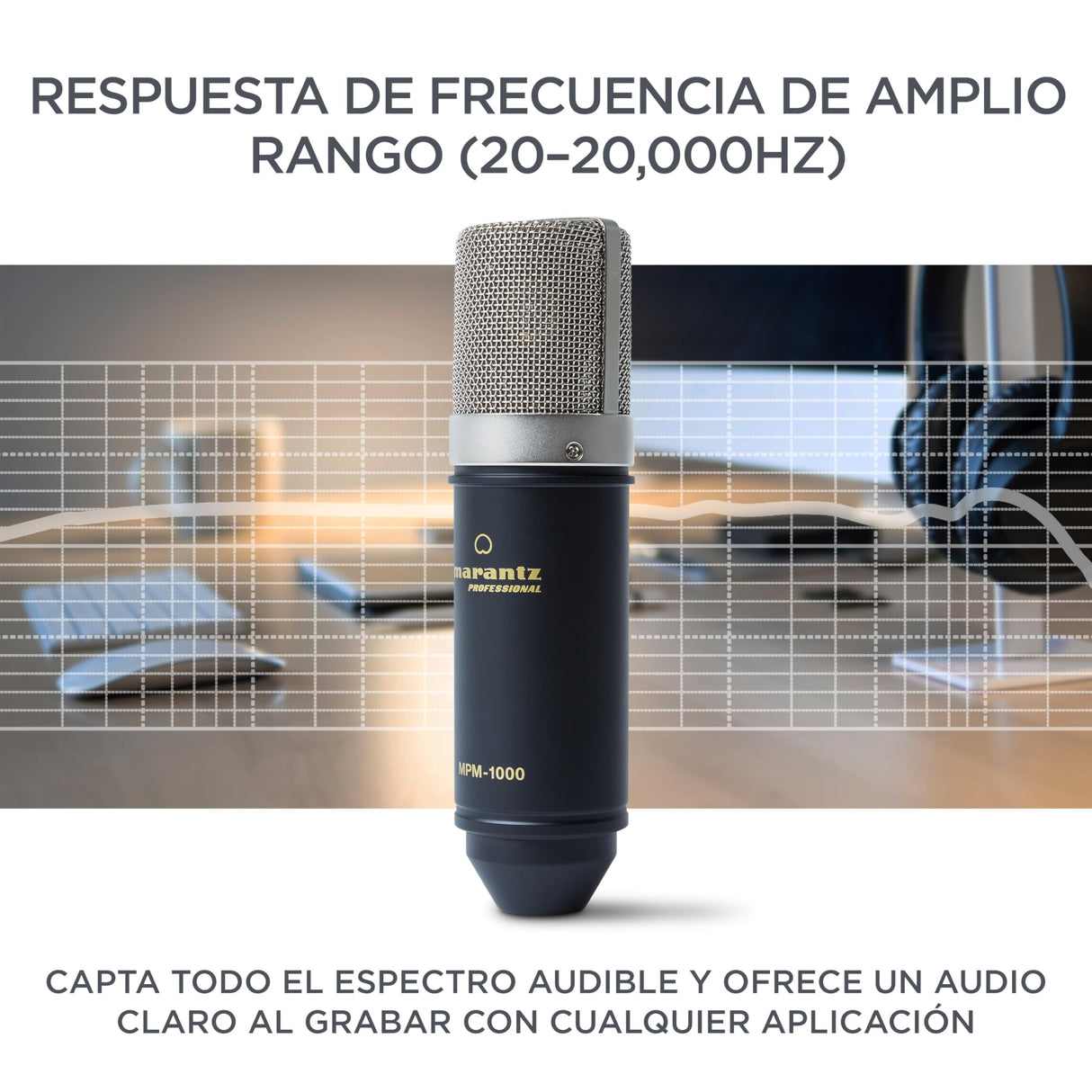 Marantz Professional MPM-1000: micrófono de estudio de condensador XLR con soporte de escritorio y cable para podcasts, streaming, canto, teletrabajo y juegos