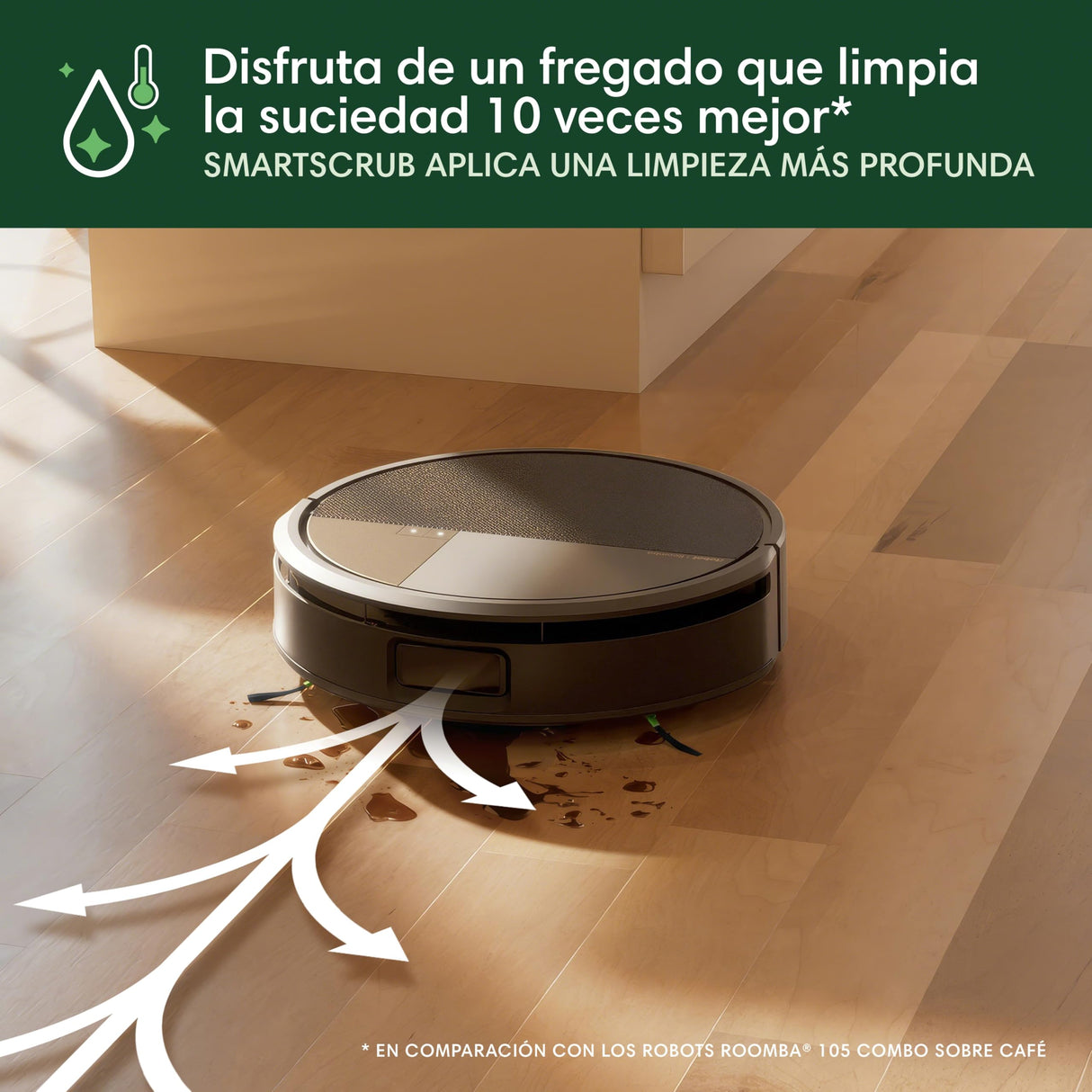 iRobot Roomba MAX 705 Combo con Base AutoWash multifunción y Agua Caliente, Rodillo de fregado PowerSpin Extensible, Cubierta Protectora, cepillos Dobles, fregado y Secado con Calor, LiDAR 3D con IA