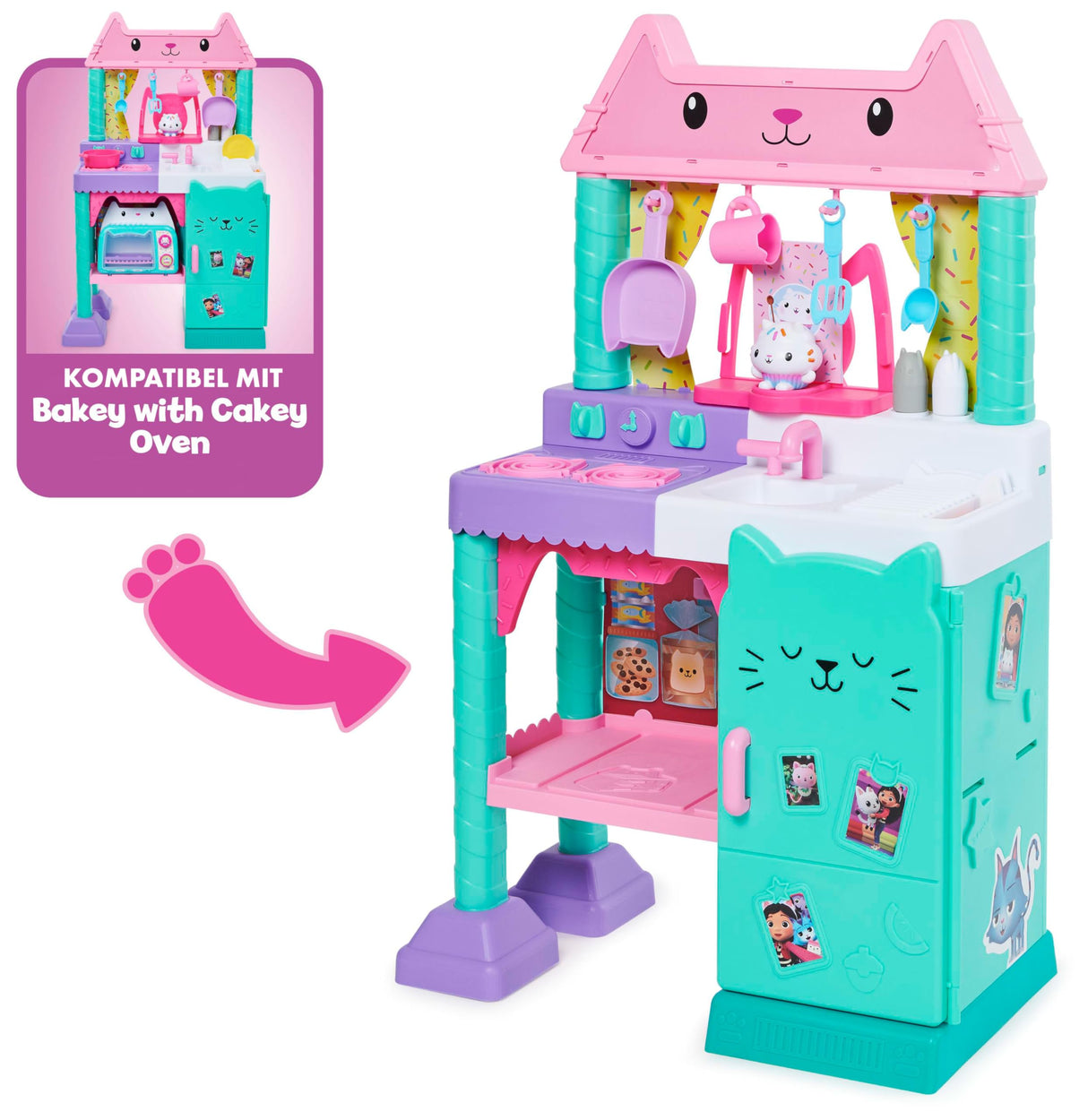 Gabby's Dollhouse Cakey GDH Purrfect Dollhouse + RLP Kitchen, Color Cocina para Juegos de rol, Medium (Spin Master 6069148)