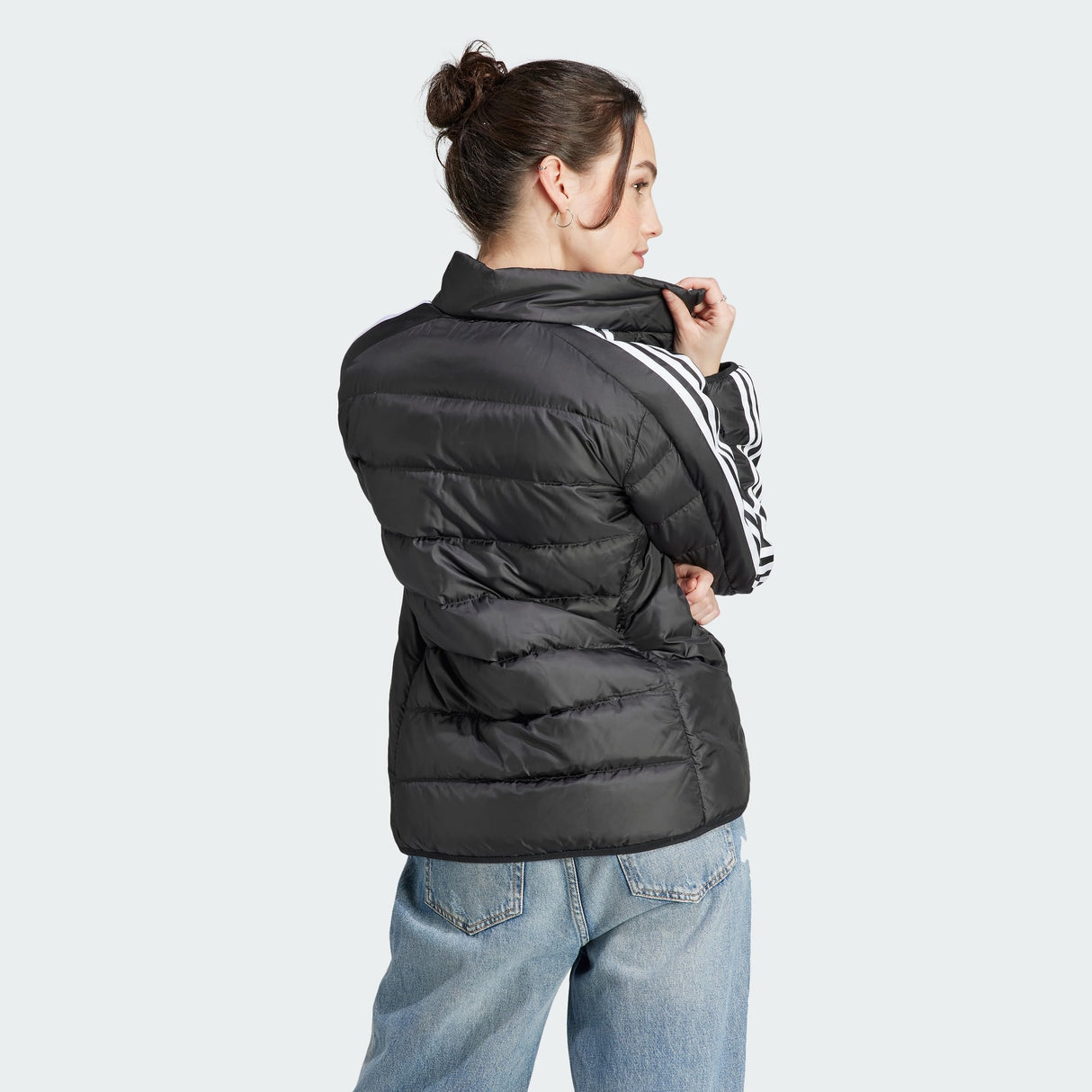 adidas Mujer Essentials 3-Stripes Light Down Jacket, Black, XS