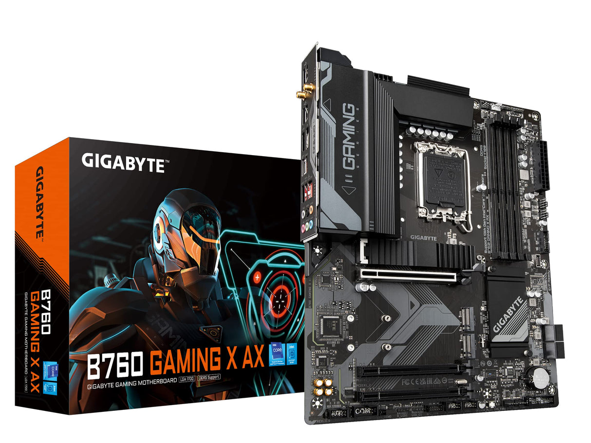 GIGABYTE B760 Gaming X AX (LGA 1700/ Intel/ B760/ ATX/DDR5/ M.2/ PCIe 4.0/ USB 3.2 Gen2X2 Type-C/AMD WiFi 6E/ 2.5GbE LAN/Q-Flash Plus/PCIe EZ-Latch/Placa Madre)