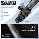 NEEWER LITETRIP LT38 - Trípode de viaje de fibra de carbono de 61 pulgadas para cámara, cabezal de bola de perfil bajo de inclinación panorámica de 360°, eje central flexible, placa QR Arca compatible
