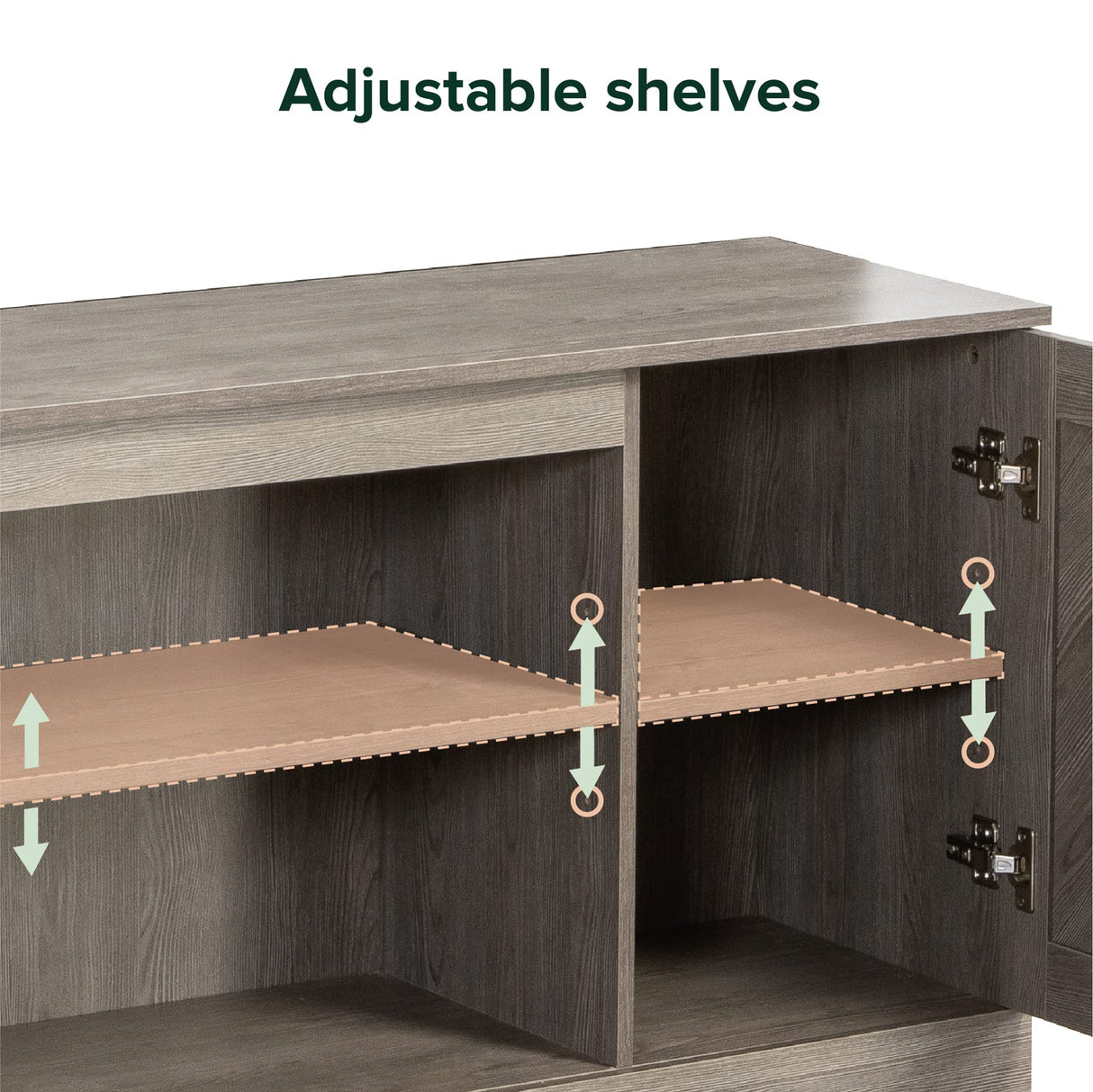 Zinus Wade Mueble TV - Mueble TV 147x67x40 cm - Mueble con armario - Diseño estilo granja - Gris