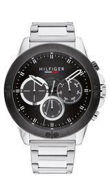 Tommy Hilfiger Reloj Analógico de Cuarzo Multifunción para Hombre con Correa de Acero Inoxidable Plateada - 1791890