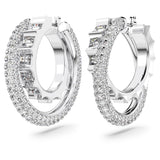 Swarovski Pendientes de Aro Rota para Mujer, Pendientes con un Diseño de Doble Aro, en Baño de Rodio, Colección Rota de Swarovski