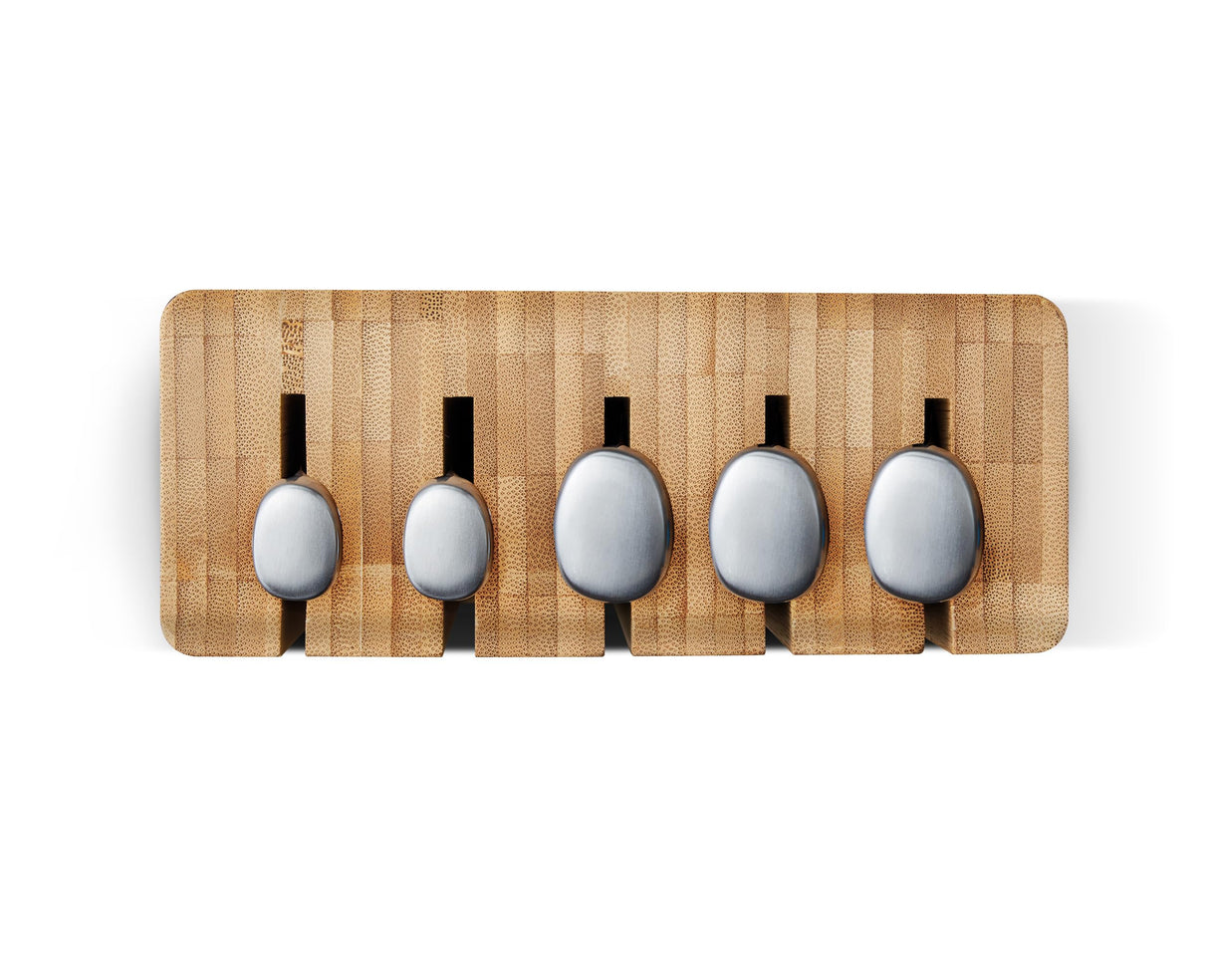 Joseph Joseph Elevate Cuchillos de Cocina Profesionales, Acero Inoxidable Japones, 5 piezas, Bloque en Bambú