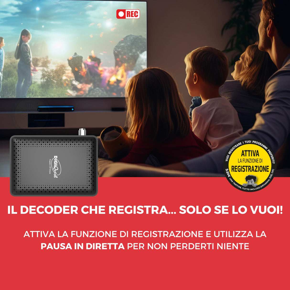 DIGIQUEST Decodificador Tivùsat Retrotv Microsat |Mediaplayer, Mando a Distancia 2 en 1 y tivùsat Smartcard incluidos | De Color Negro