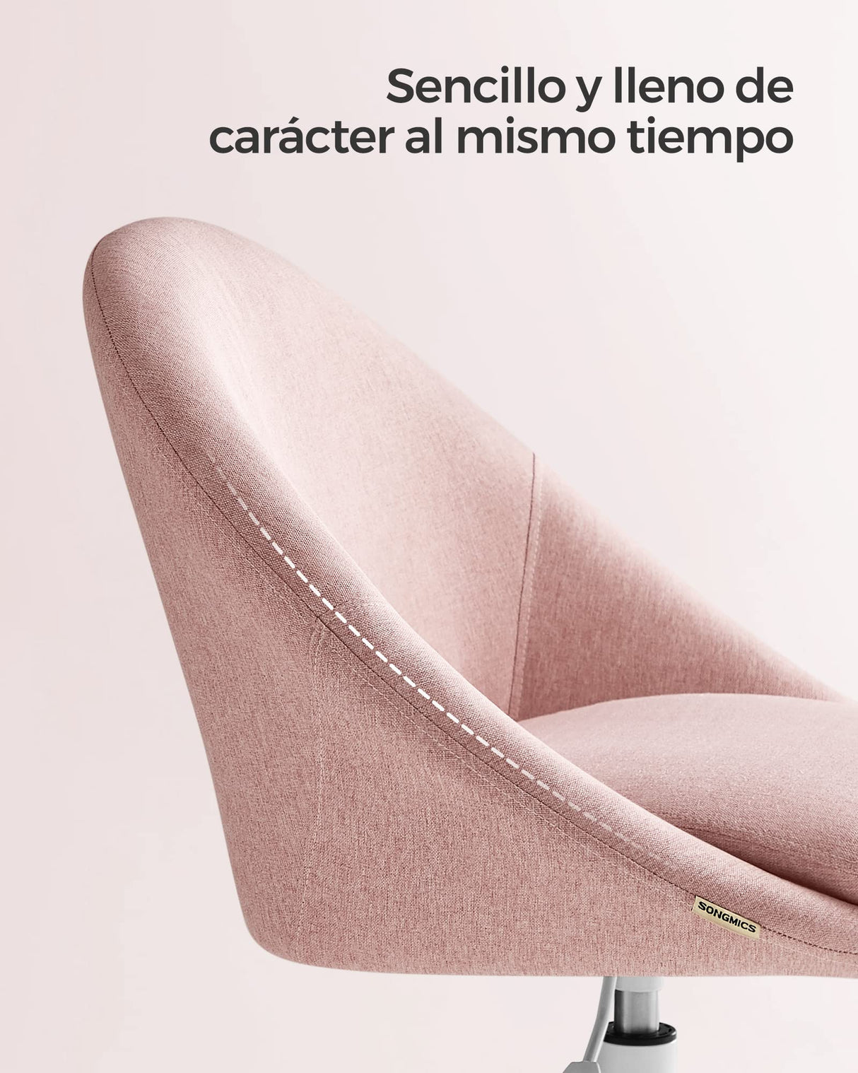 SONGMICS Silla de Oficina en Casa, Silla Giratoria de Algodón y Lino, Silla de Escritorio, Acolchada con Espuma, Altura Ajustable, para Estudio, Dormitorio, Rosa Jalea OBG020P01