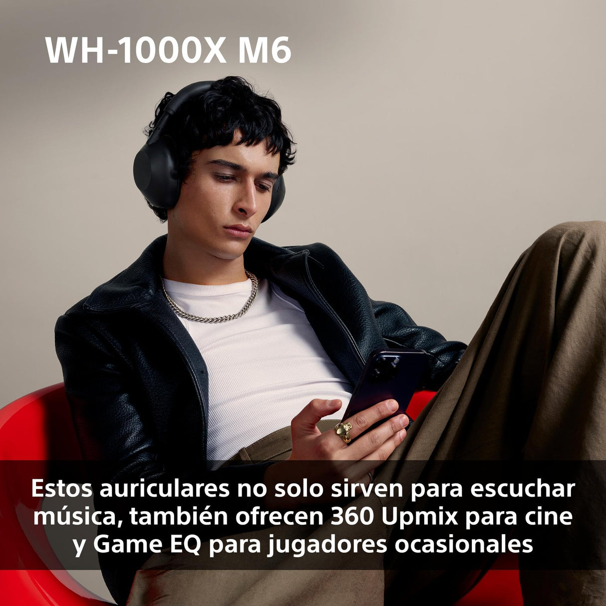 Sony WH-1000XM6 Auriculares Bluetooth inalámbricos con Noise Cancelling, Sonido de Alta resolución, cómodos, diseño Plegable, Estuche Resistente, 30 Horas de batería, iOS y Android - Negro