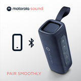 Motorola Sound - Altavoz Inalámbrico Bluetooth ROKR 600 - Potente Sonido de 30W, Resistente al Agua y Polvo, Función Broadcast para Conectar 20+ Altavoces, 6 Horas de Reproducción, Azul