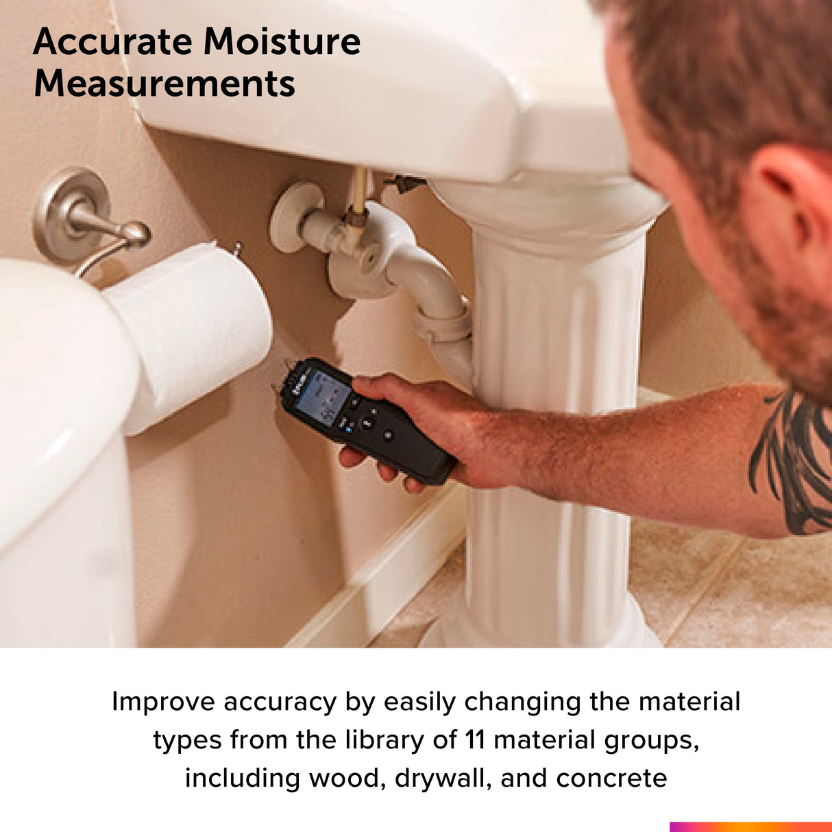 FLIR MR55 - Pin Moisture Meter with Bluetooth for Instant Data Sharing via the FLIR Tools® Mobile app.