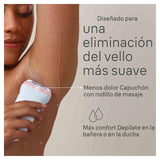 Braun Silk-épil 7, Depiladora Eléctrica Mujer Para Una Eliminación Del Vello Fácil, Depilación En Seco Y En Mojado, Con Cabezal De Rasuradora, Piel Suave Duradera, 7-030, Blanco/Flamenco