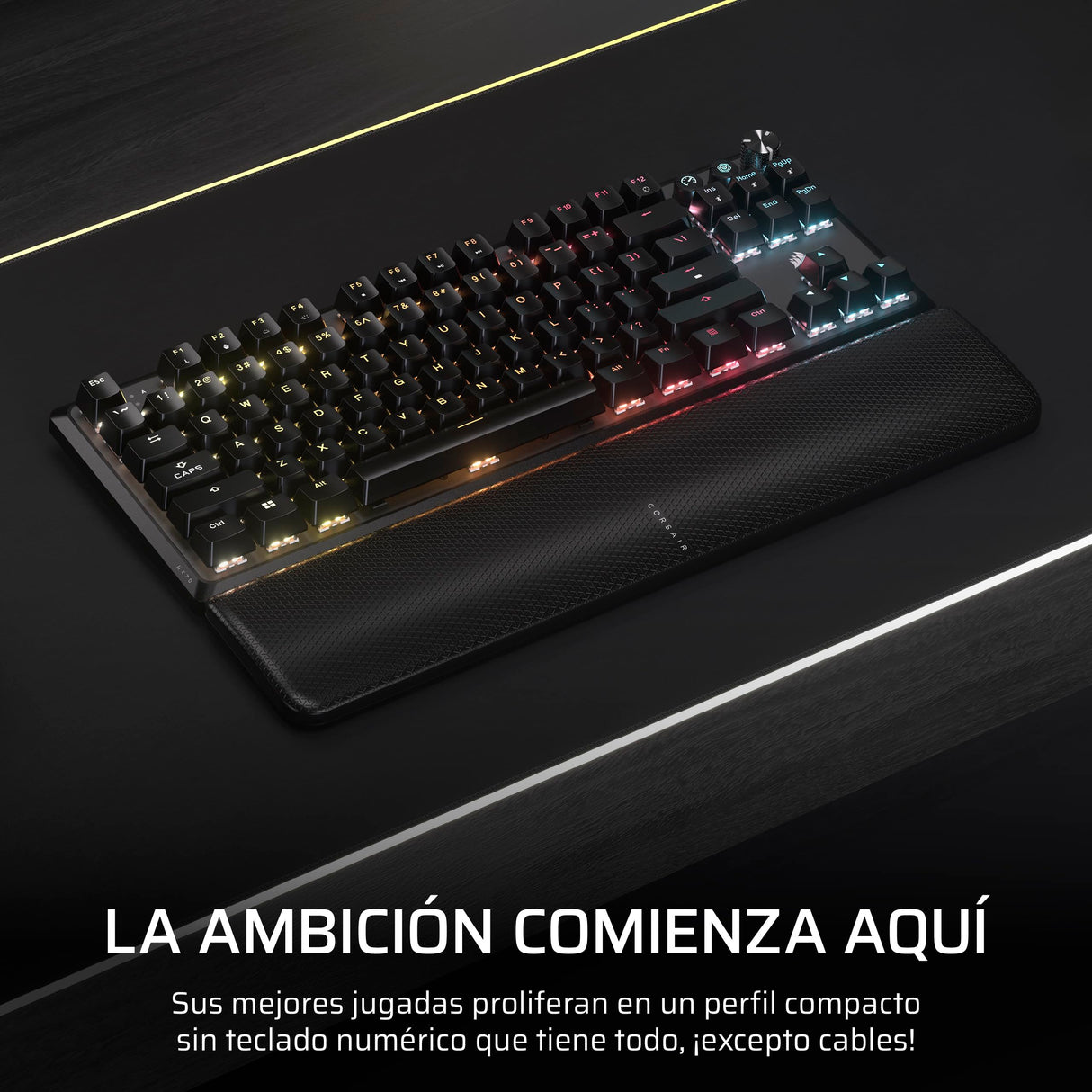 CORSAIR K70 CORE TKL WIRELESS RGB Teclado Mecánico Tenkeyless para Juegos – Interruptores Lineales CORSAIR MLX Red v2 Prelubricados, SOCD, Amortiguación Acústica, Tapas de ABS, QWERTY ES – Negro