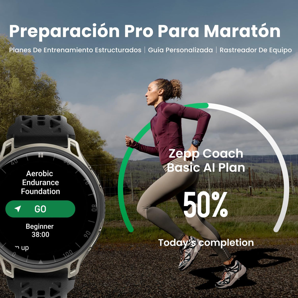 Amazfit Cheetah 2 Pro 48mm Reloj Inteligente GPS Running, Pantalla AMOLED 1,32", Cristal de Zafiro, Caja de Titanio, 32 GB Almacenamiento, hasta 20 días batería, NFC, Linterna, para Android y iPhone