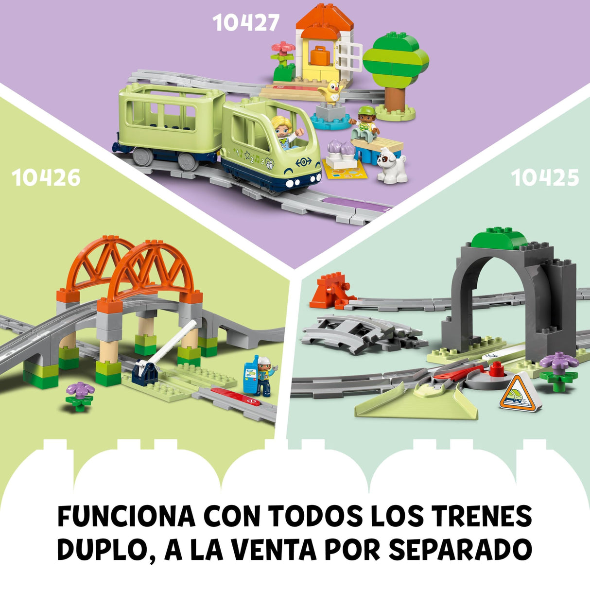 LEGO Duplo Gran Tren Comunitario Interactivo - Juguetes Educativos para Niños y Niñas de 3+ Años - Tren de Juguete Push&Go con Luces y Sonidos, 16 Vías y 4 Figuras 10428