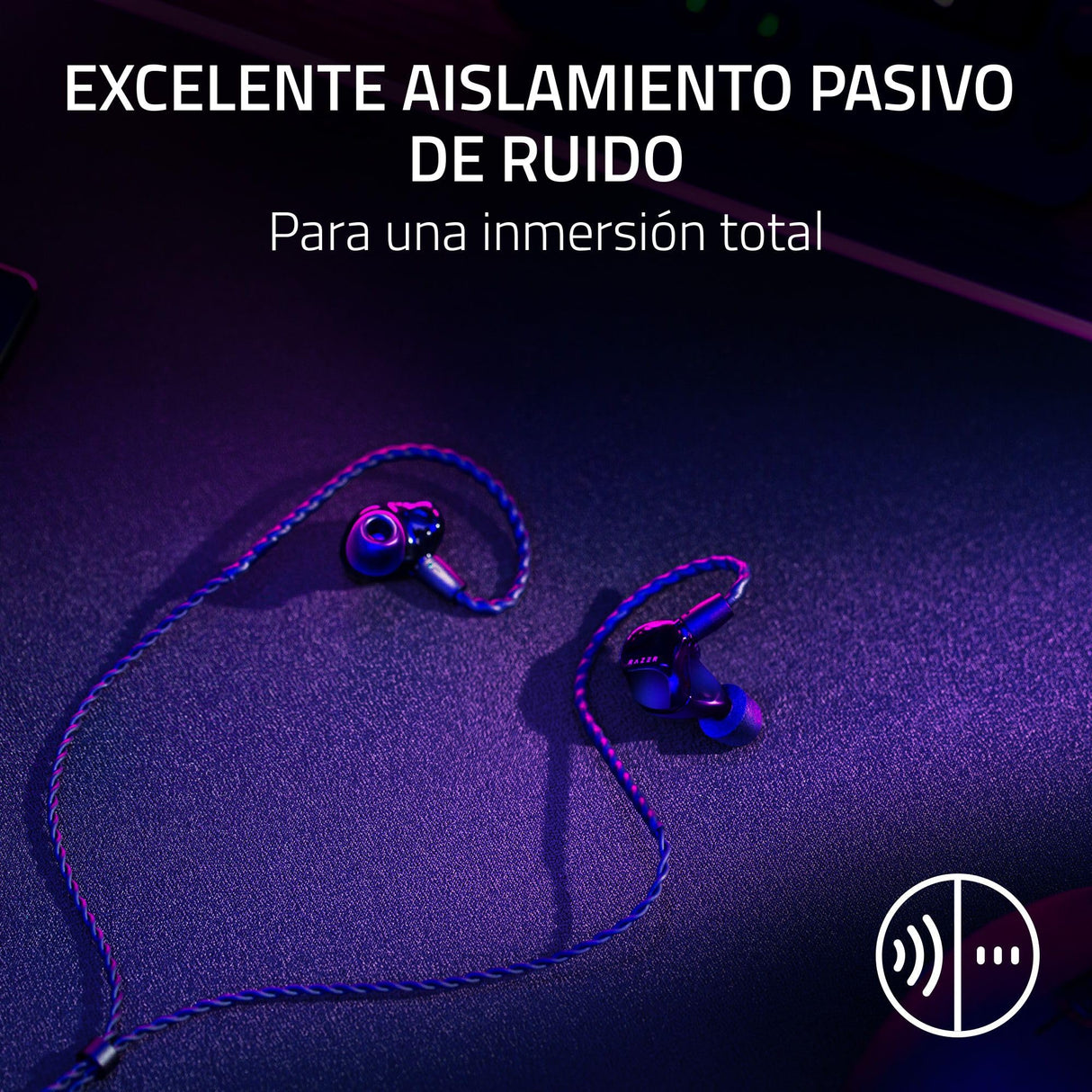 Razer Moray - Monitor de Streaming ergonómico con Cable (diseño acústico híbrido de Doble Controlador, Forma ergonómica de Perfil bajo, Aislamiento acústico pasivo Superior) Negro