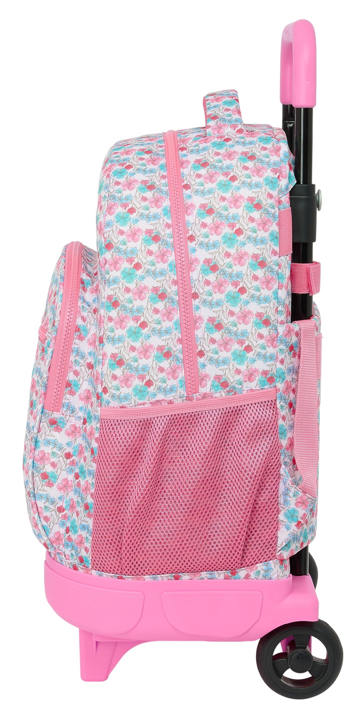 Safta Moos Flores - Mochila Grande con Ruedas, Compacta, Extraíble, Ideal para Niños de Diferentes Edades, Cómoda y Versátil, Calidad y Resistencia, 33x22x45 cm, Color Multicolor
