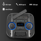 NGS Wild Club – Altavoz Portátil Bluetooth 5.2 con 80W de Potencia, TWS Luces Láser, Doble Entrada de Micrófono, Puerto USB/AUX/TF, Batería Recargable de 5400mAh, Karaoke Sonido, LED RGB.