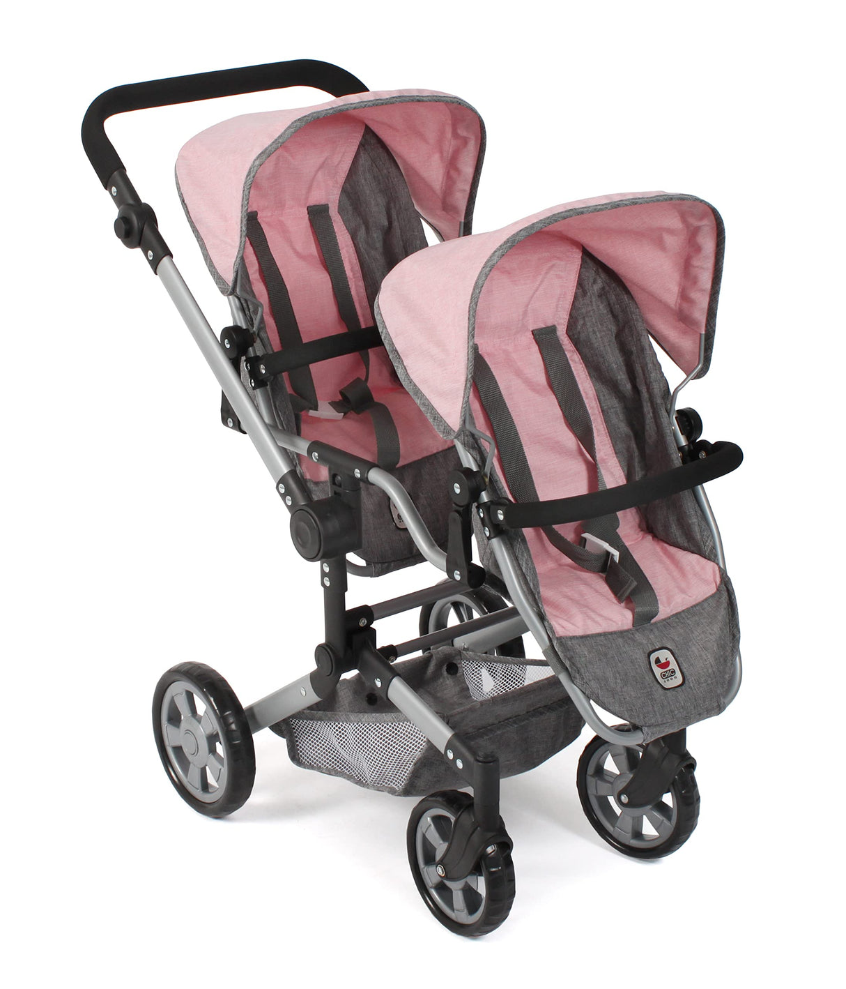 Bayer Chic 2000 - Cochecito para muñecas Linus Duo para niños de 4 a 8 años, Gris Melange, Rosa, 690-15