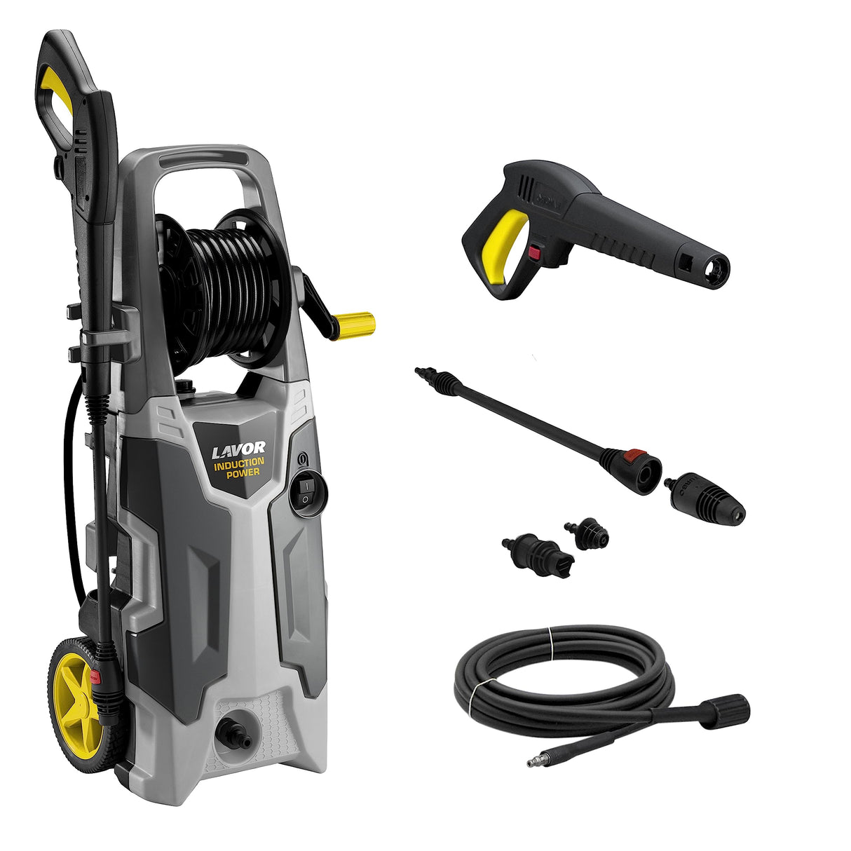 Lavor Hidrolimpiadora de agua fría CRUISER 160 Plus con enrollador de manguera en presión y motor de inducción, Presión max 160 bar, Caudal max 390 l/h, Motor 2200 Watt