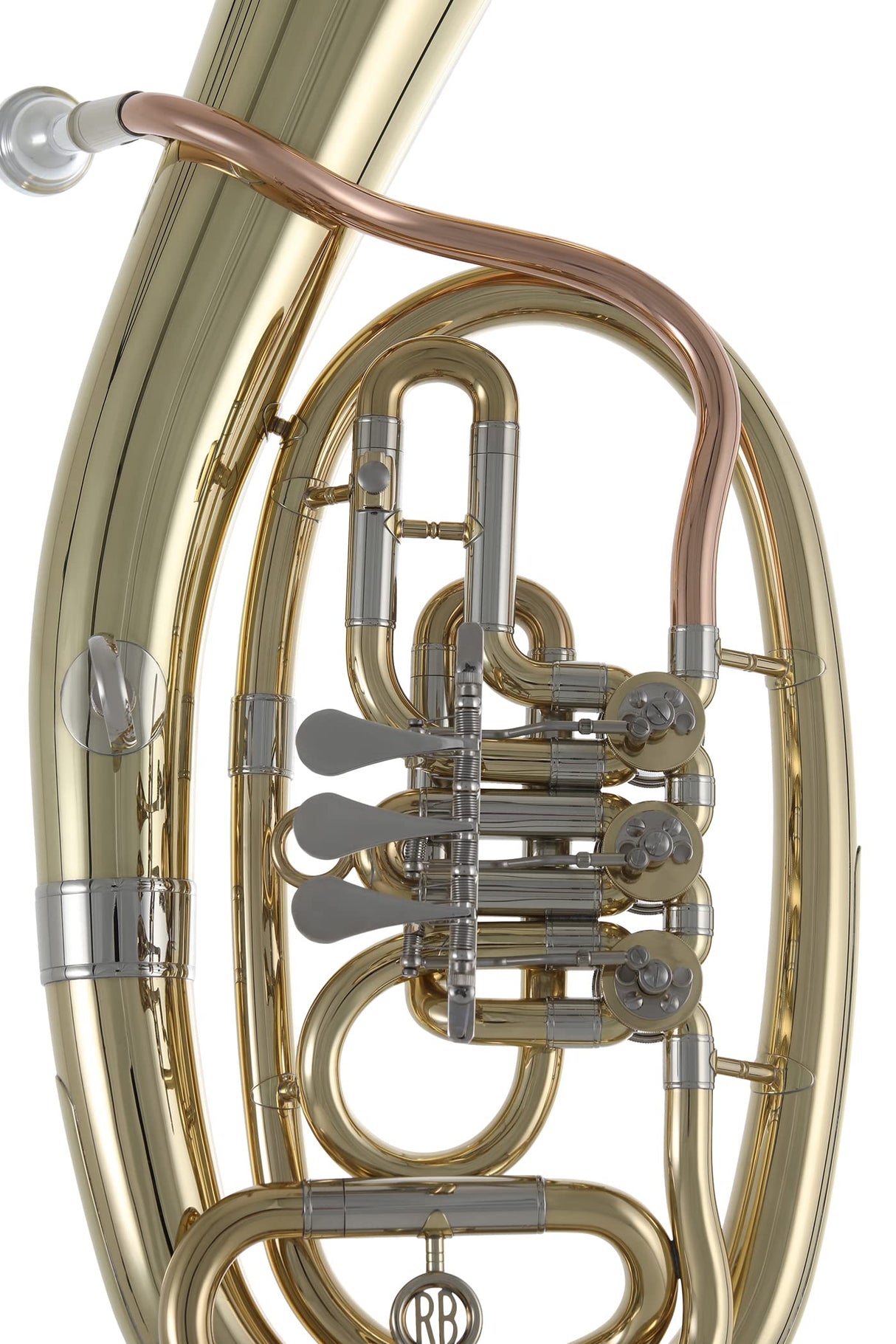 Roy Benson Trompa tenor en Sib TH-201 (modelo compacto premium, con campana de latón de Ø 24 cm, caña de latón dorado duradero, láminas de alpaca, en acabado lacado, incl. estuche de forma ligera)