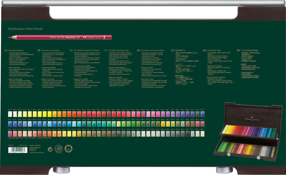 Faber-Castell 110013 - Estuche de Madera con 120 Ecolápices Polychromos - Multicolor