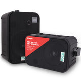 Pyle sistema de altavoces, Pared, Techo, Inalambrico, Impermeable, Waterproof, Exteriores, Interiores, Par de 3.5” de 3 vias, Activo, Pasivo. Color negro
