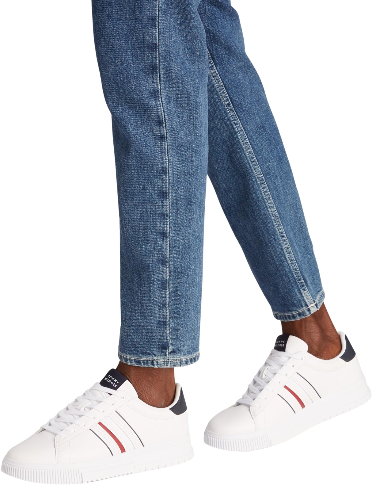 Tommy Hilfiger Sneaker con Suela Cupsole Hombre Modern Stripes con Logotipo, Blanco (White), 45