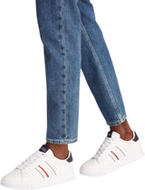 Tommy Hilfiger Sneaker con Suela Cupsole Hombre Modern Stripes con Logotipo, Blanco (White), 45