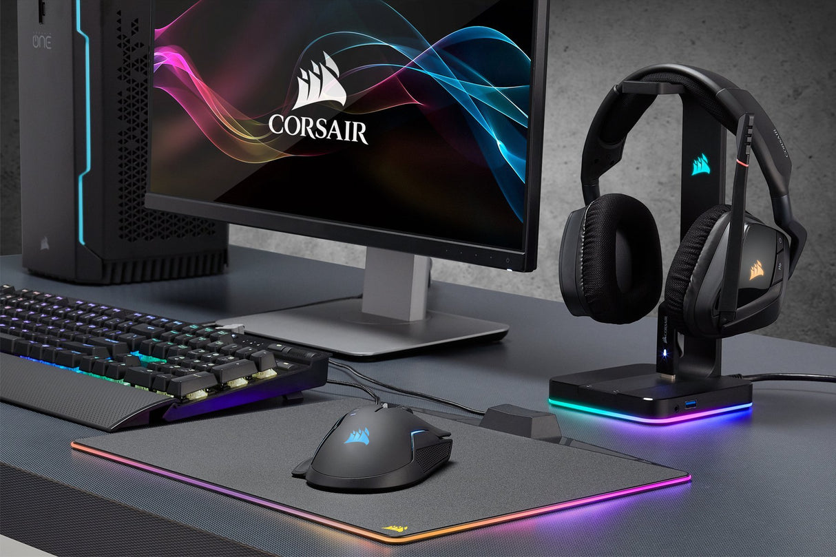 Corsair ST100 RGB Premium, Soporte de Auriculares, Negro
