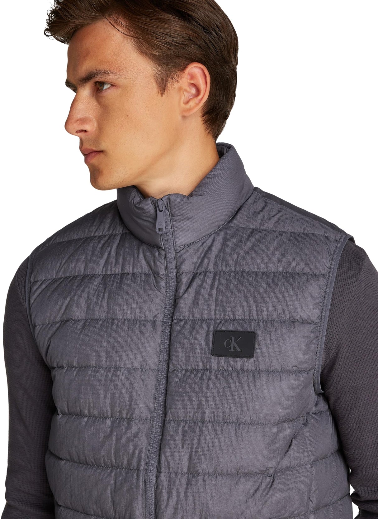 Calvin Klein Chaleco Hombre Down Vest Chaleco acolchado, Gris (Ebony), XS