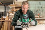 HiKOKI Akku-Oberfräse M3612DA (36V, Spannzange Ø 8/12 mm, 50 mm Hubhöhe, Brushless, Soft-touch, LED, verstellbare Handgriffe, Transportkoffer, Zubehör, inkl. 2x 2.5 Ah Akku und Ladegerät)
