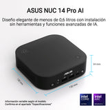 ASUS NUC Pro AI Mini PC, Procesador Intel Core Ultra 7 258V, Intel ARC Graphics, 32GB RAM DDR5, 1TB SSD, Windows 11 Pro, Copilot+, Negro