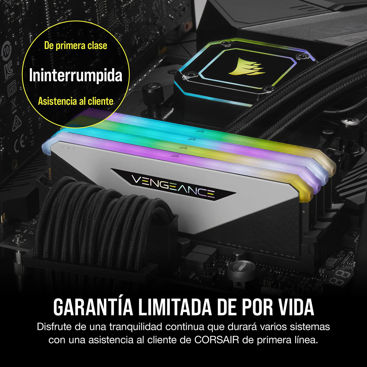 Corsair Vengeance RGB RT 32GB (4x8GB) DDR4 3600MHz C18 Memoria de Sobremesa (Iluminación Dinámica RGB, Optimizado para AMD 300/400/500 Series, Compatible con Intel 300/400/500 Series) Blanco