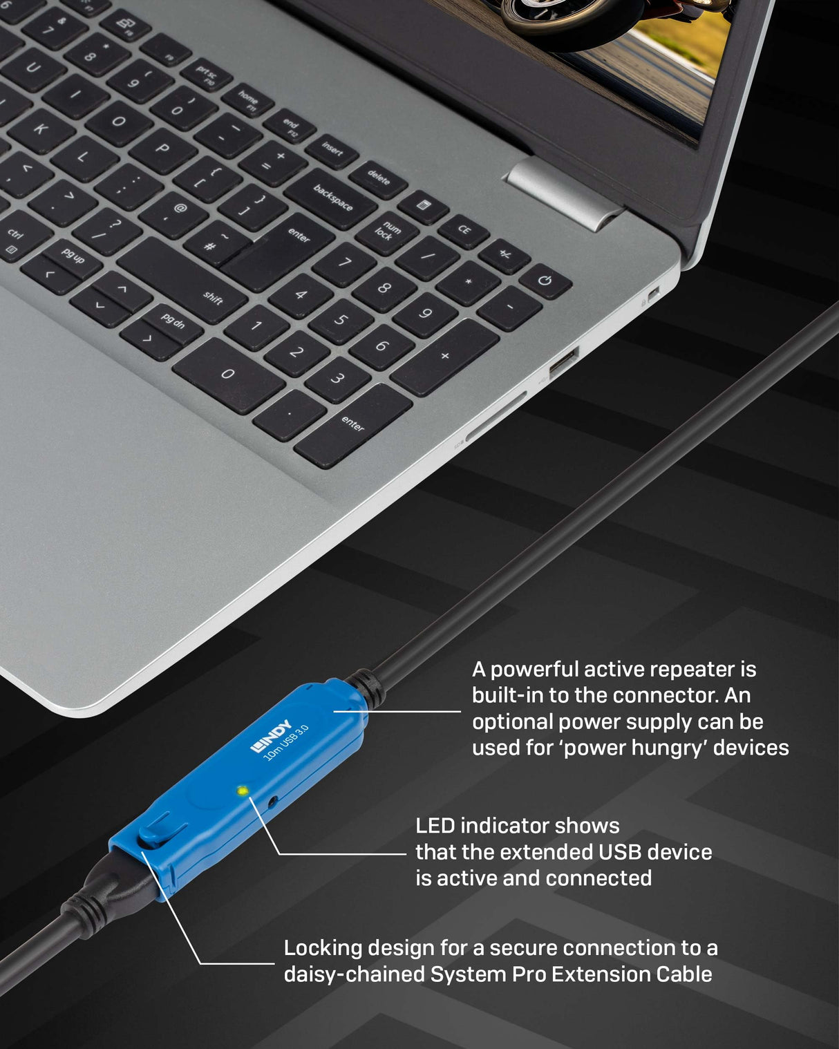 Cable USB LINDY 43157 10 m Negro