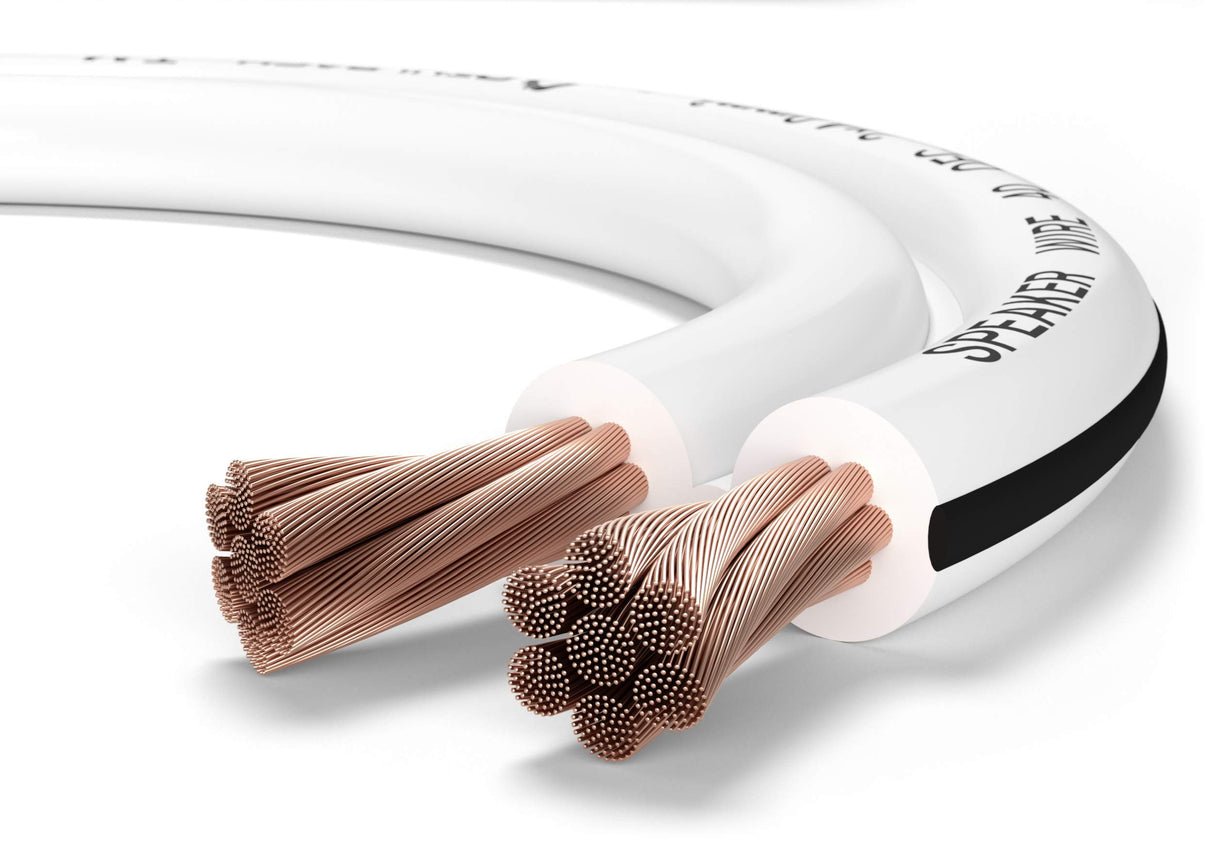 Oehlbach Speaker Wire SP-40 - Cable de Altavoz estéreo HI-FI con OFC (Cobre Libre de oxígeno, 2 x 4,0 mm², Cable para Altavoz, 10 m), Color Blanco