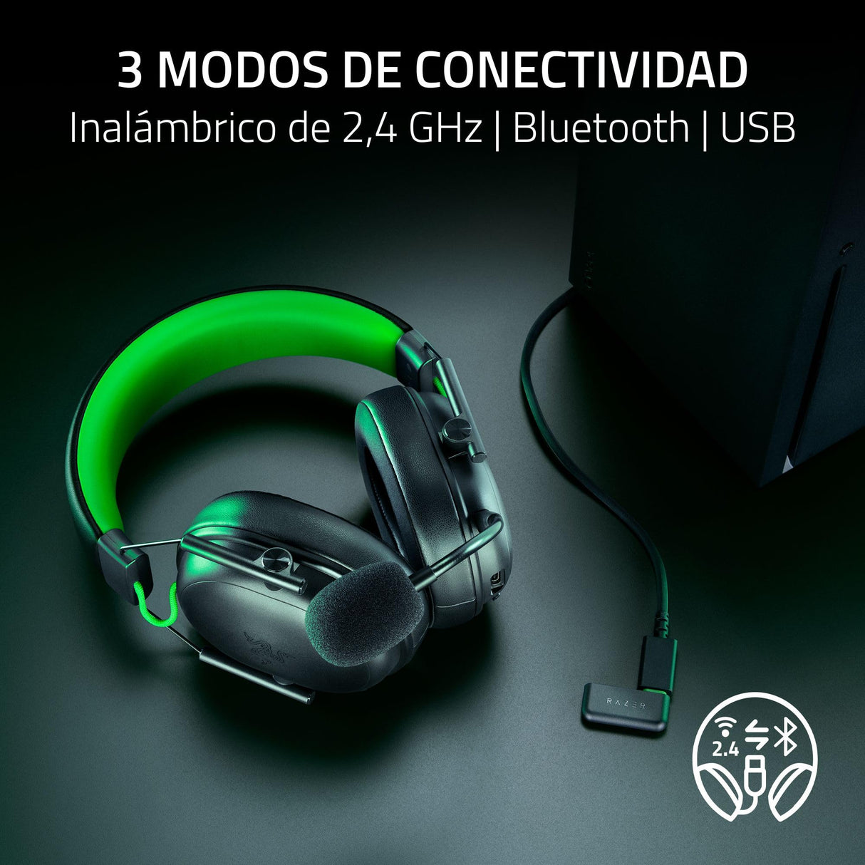 Razer BlackShark V3 X HyperSpeed para Xbox - Auriculares inalámbricos para Esports - Ultraligeros 270g - Diafragmas de 50mm - Micrófono Desmontable - HyperSpeed 2,4 GHz y Bluetooth - Xbox/PC | Negro